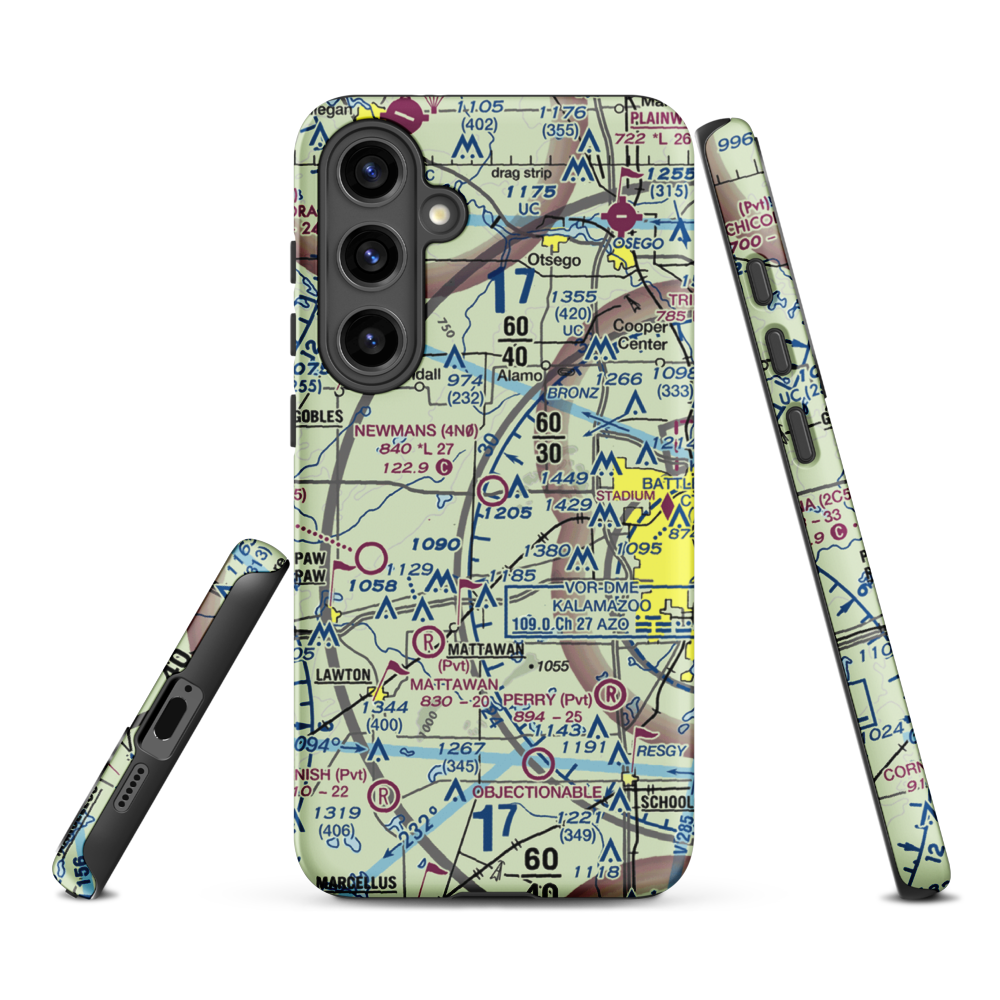 Newman's Airport (4N0) VFR Sectional Samsung Phone Case Samsung Galaxy S24 Plus model shown
