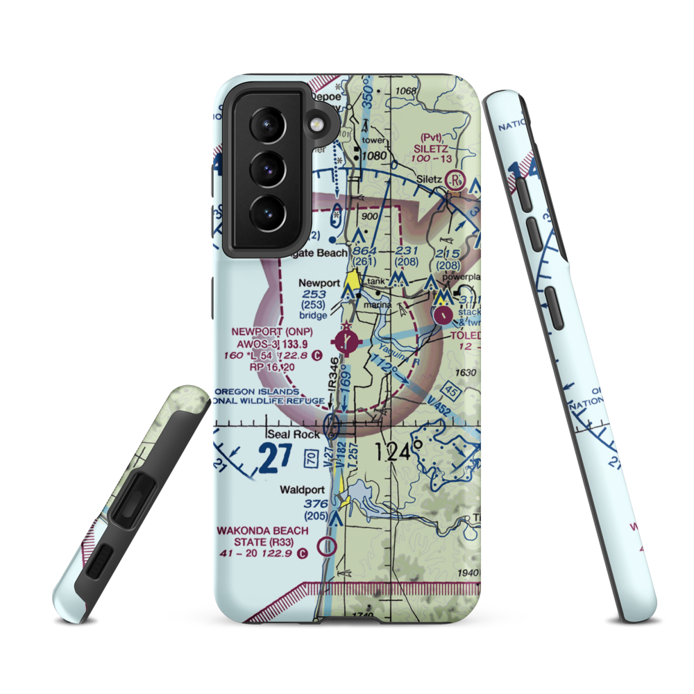 Newport Municipal Airport (ONP) VFR Sectional Samsung Phone Case Samsung Galaxy S21 FE model shown