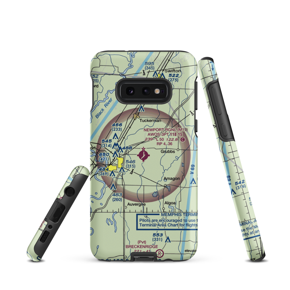 Newport Regional Airport (M19) VFR Sectional Samsung Phone Case Samsung Galaxy S10e model shown