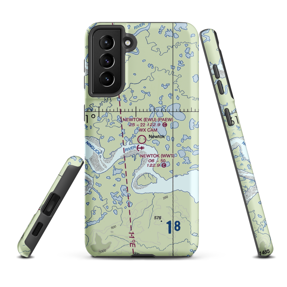 Newtok Airport (EWU) VFR Sectional Samsung Phone Case Samsung Galaxy S21 Plus model shown