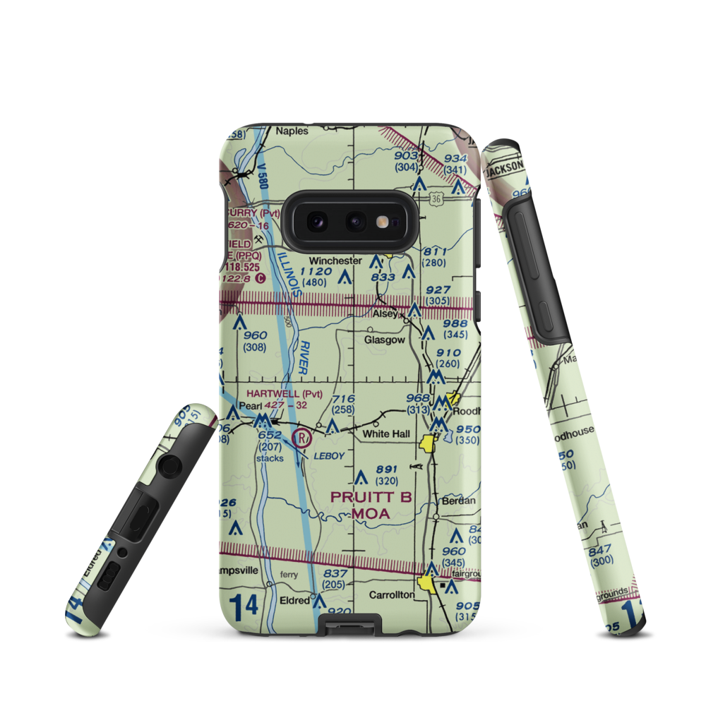 Newton Airport (IS85) VFR Sectional Samsung Phone Case Samsung Galaxy S10 Plus model shown