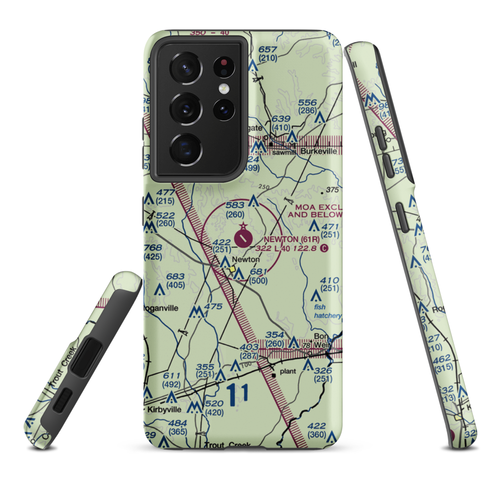 Newton Municipal Airport (61R) VFR Sectional Samsung Phone Case Samsung Galaxy S21 Ultra model shown
