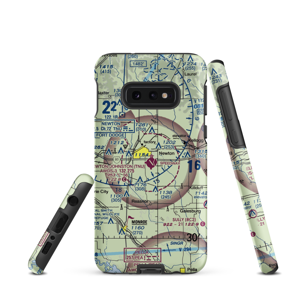 Newton Municipal Airport (TNU) VFR Sectional Samsung Phone Case Samsung Galaxy S10e model shown