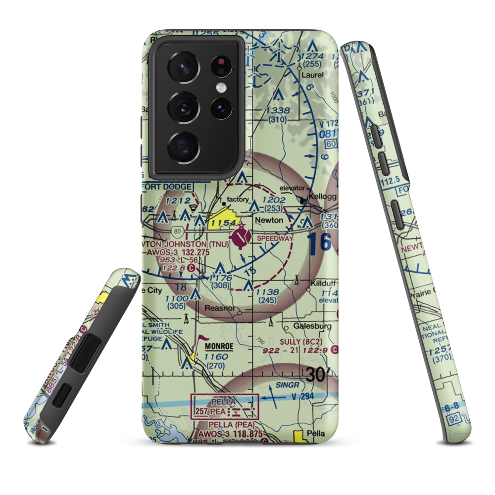 Newton Municipal Airport (TNU) VFR Sectional Samsung Phone Case Samsung Galaxy S21 Ultra model shown