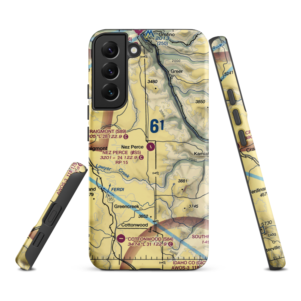 Nez Perce Municipal Airport (0S5) VFR Sectional Samsung Phone Case Samsung Galaxy S22 Plus model shown
