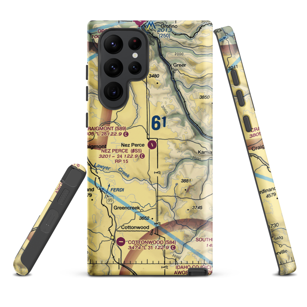 Nez Perce Municipal Airport (0S5) VFR Sectional Samsung Phone Case Samsung Galaxy S22 Ultra model shown