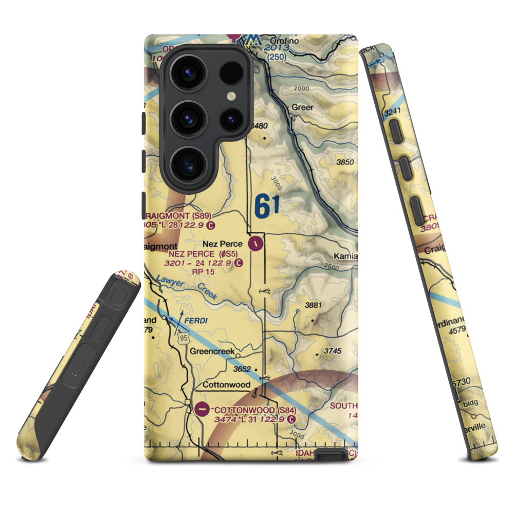 Nez Perce Municipal Airport (0S5) VFR Sectional Samsung Phone Case Samsung Galaxy S23 Ultra model shown