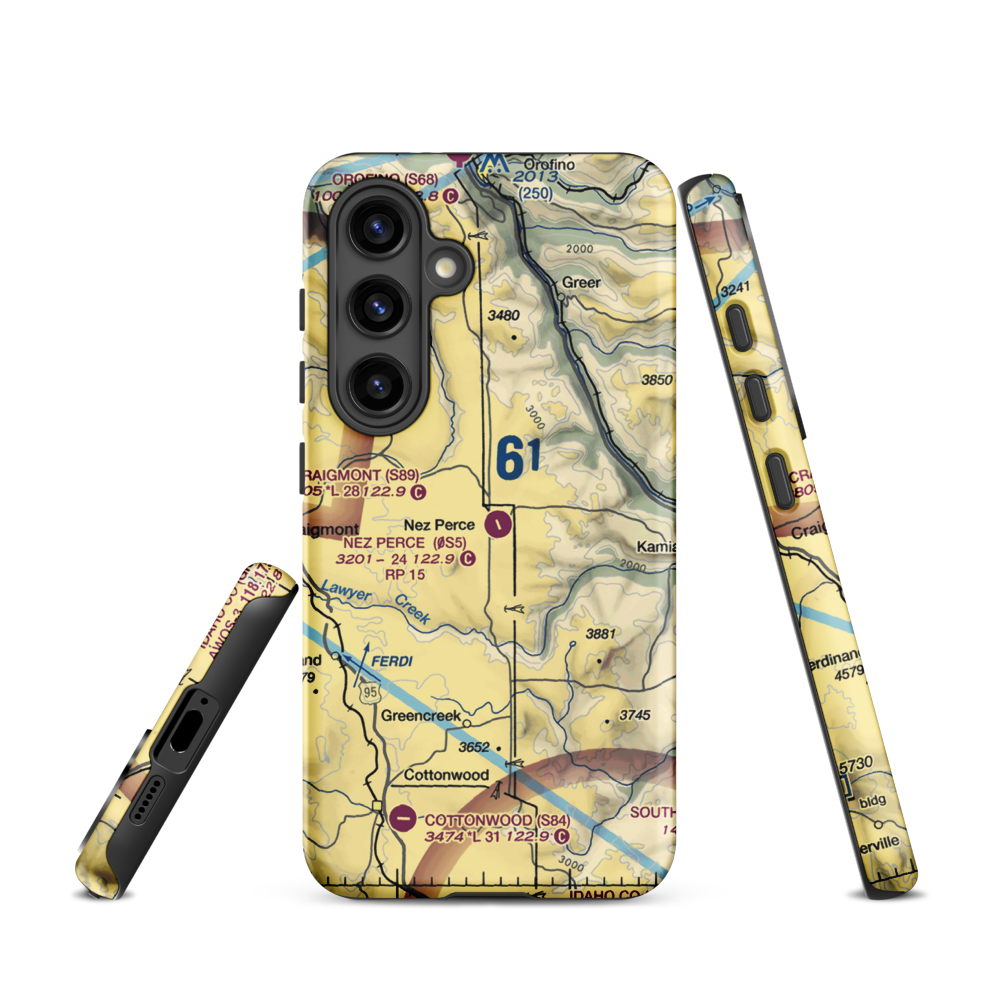 Nez Perce Municipal Airport (0S5) VFR Sectional Samsung Phone Case Samsung Galaxy S24 model shown