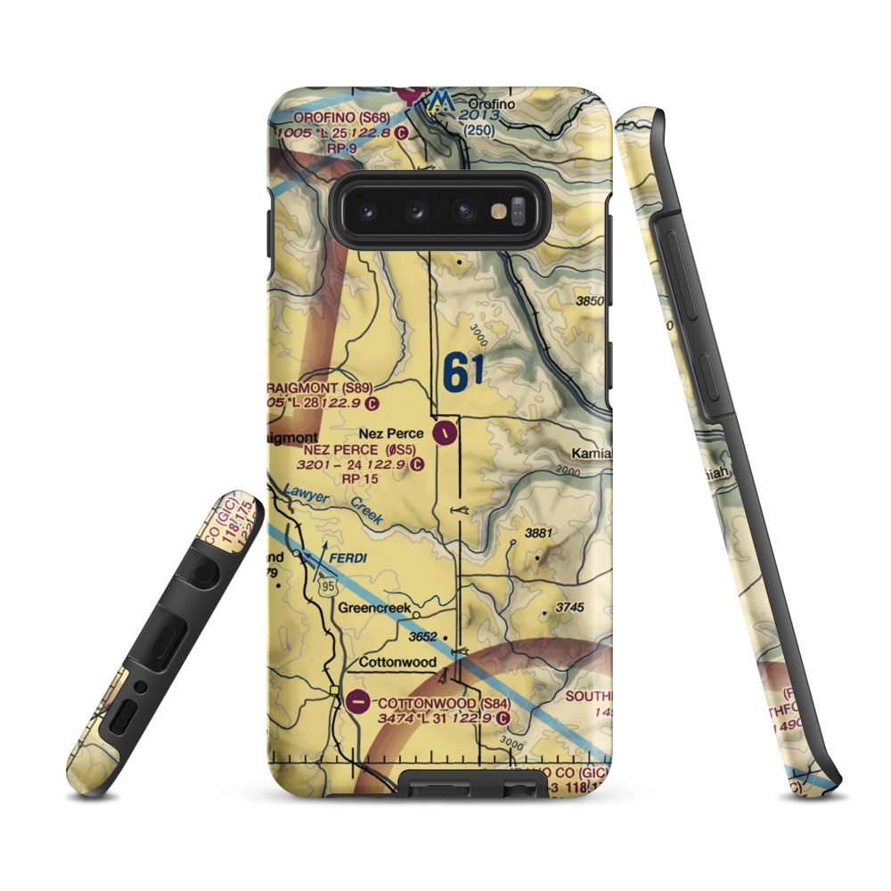 Nez Perce Municipal Airport (0S5) VFR Sectional Samsung Phone Case Samsung Galaxy S10 Plus model shown