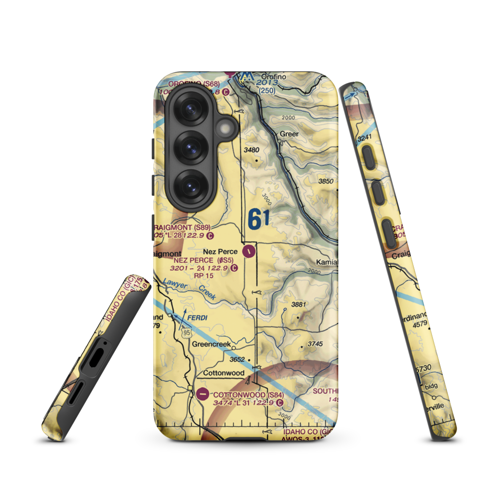 Nez Perce Municipal Airport (0S5) VFR Sectional Samsung Phone Case Samsung Galaxy S25 model shown