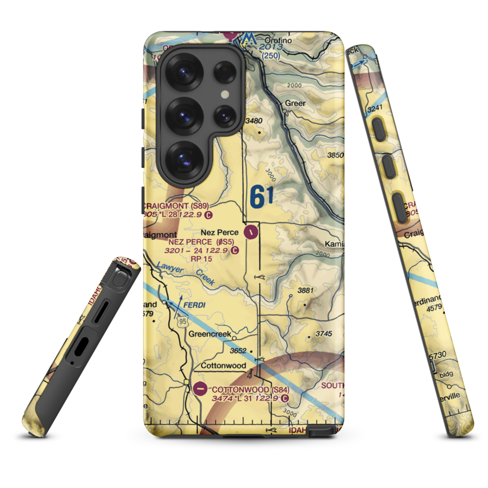 Nez Perce Municipal Airport (0S5) VFR Sectional Samsung Phone Case Samsung Galaxy S25 Ultra model shown