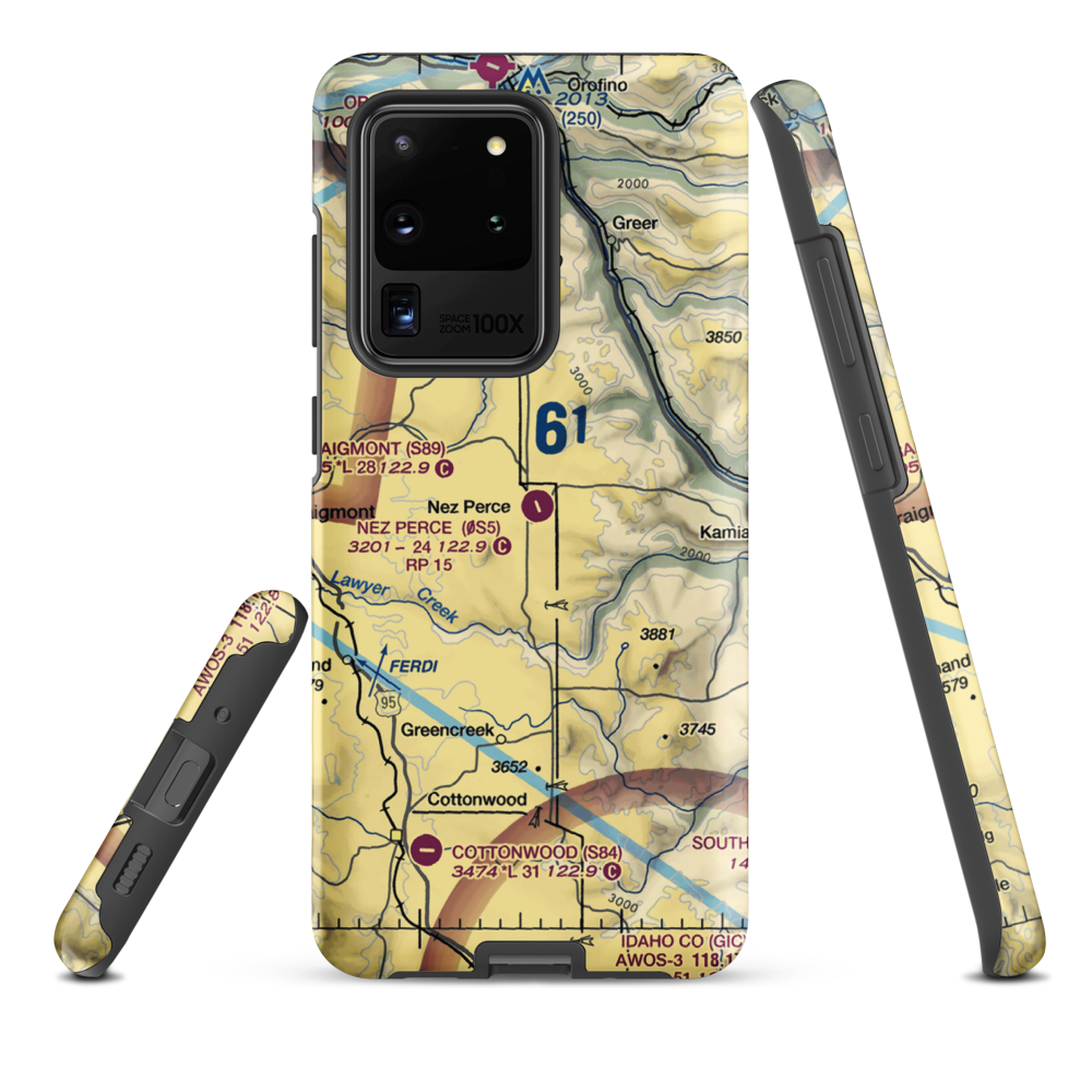Nez Perce Municipal Airport (0S5) VFR Sectional Samsung Phone Case Samsung Galaxy S20 Ultra model shown