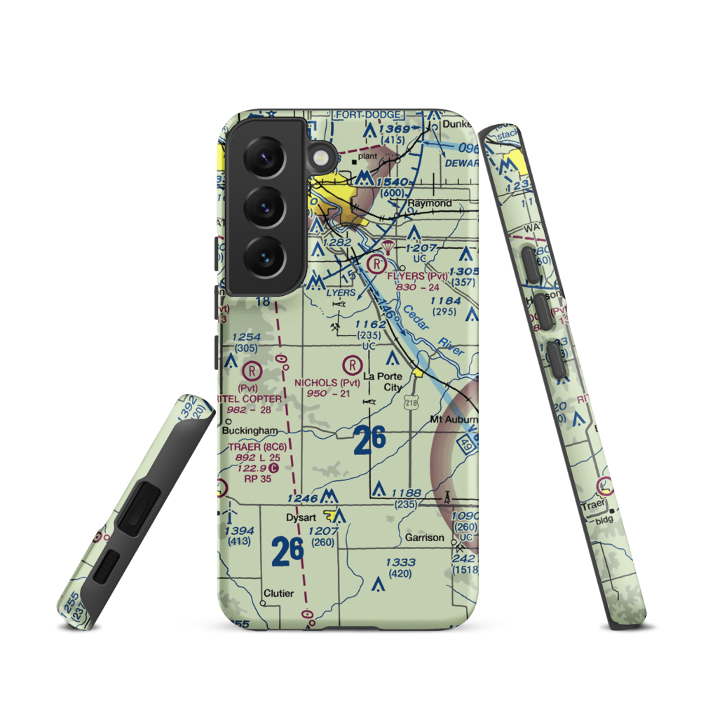 Nichols Airport (IA97) VFR Sectional Samsung Phone Case Samsung Galaxy S22 model shown