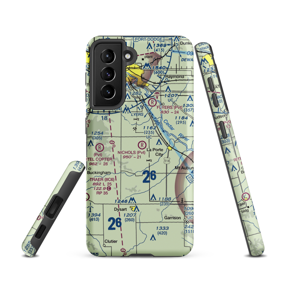 Nichols Airport (IA97) VFR Sectional Samsung Phone Case Samsung Galaxy S21 model shown