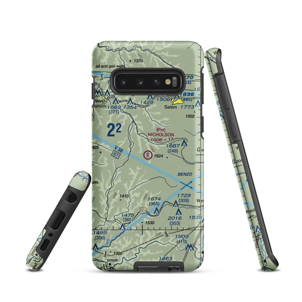 Nicholson Airport (75WV) VFR Sectional Samsung Phone Case Samsung Galaxy S10 model shown