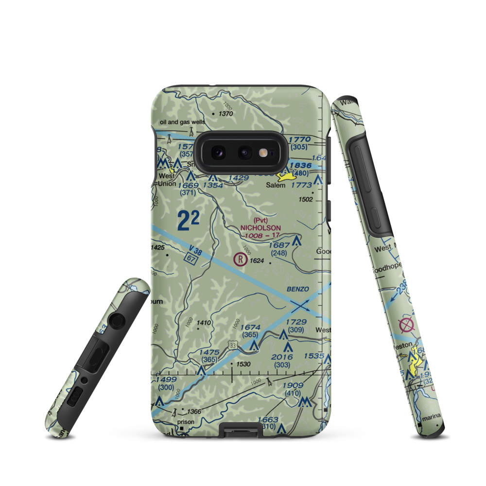 Nicholson Airport (75WV) VFR Sectional Samsung Phone Case Samsung Galaxy S10 Plus model shown