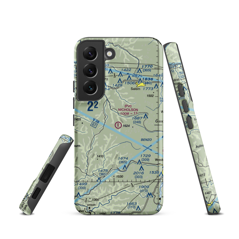 Nicholson Airport (75WV) VFR Sectional Samsung Phone Case Samsung Galaxy S22 model shown