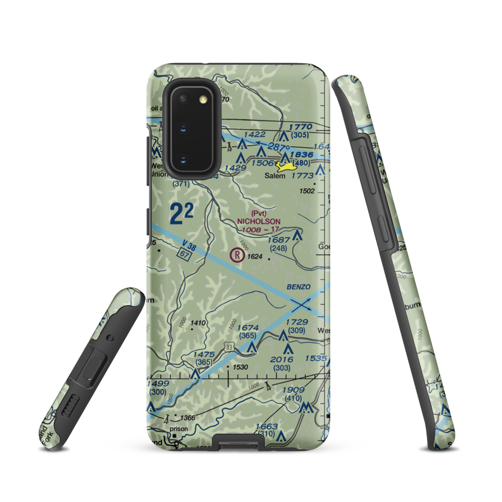 Nicholson Airport (75WV) VFR Sectional Samsung Phone Case Samsung Galaxy S20 model shown