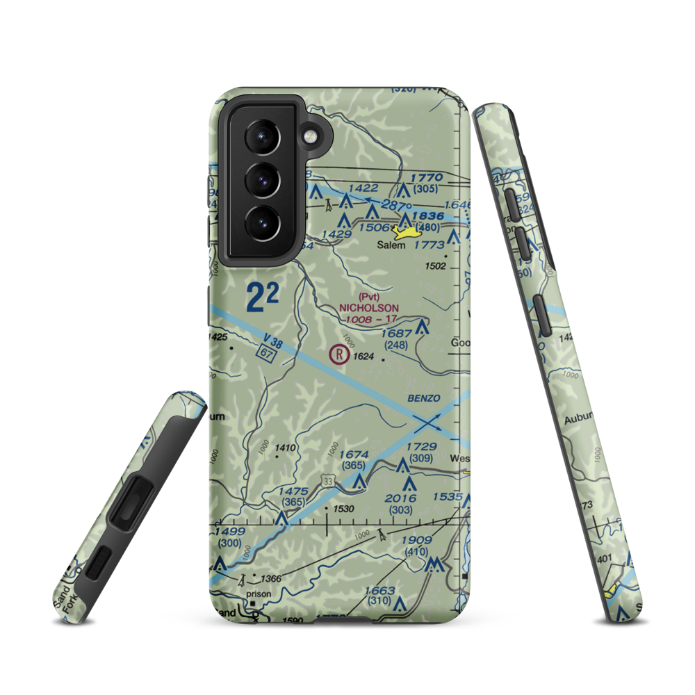 Nicholson Airport (75WV) VFR Sectional Samsung Phone Case Samsung Galaxy S21 model shown