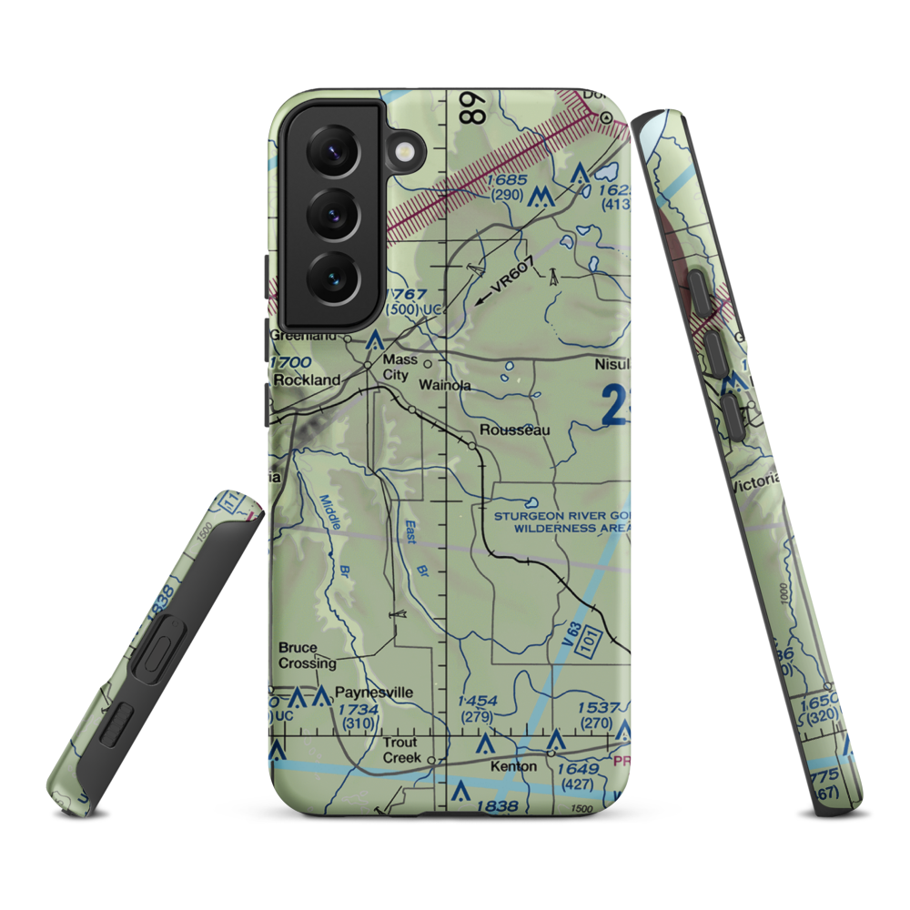 Nikkila Farms Airport (1MI1) VFR Sectional Samsung Phone Case Samsung Galaxy S22 Plus model shown