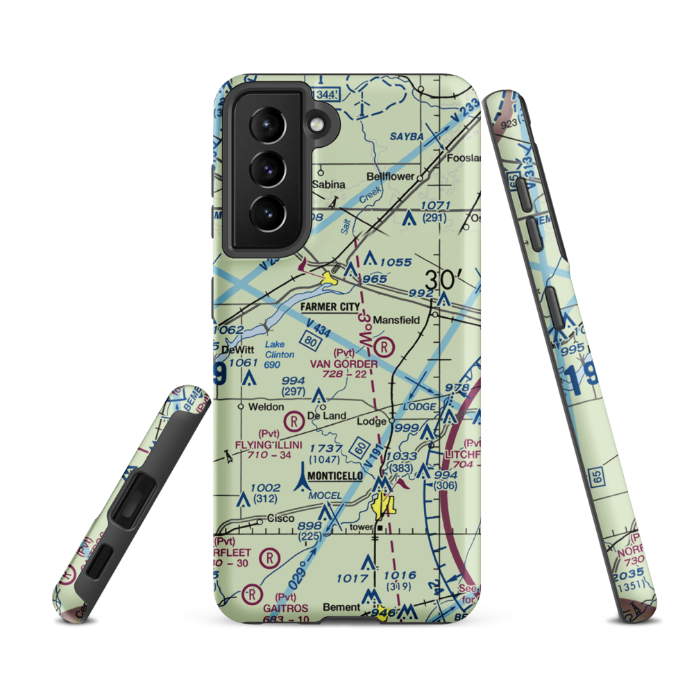 Niklaus RLA Restricted Landing Area (IS26) VFR Sectional Samsung Phone Case Samsung Galaxy S21 FE model shown