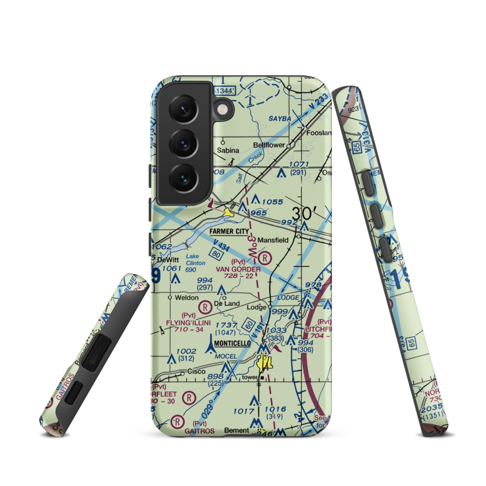 Niklaus RLA Restricted Landing Area (IS26) VFR Sectional Samsung Phone Case Samsung Galaxy S22 model shown