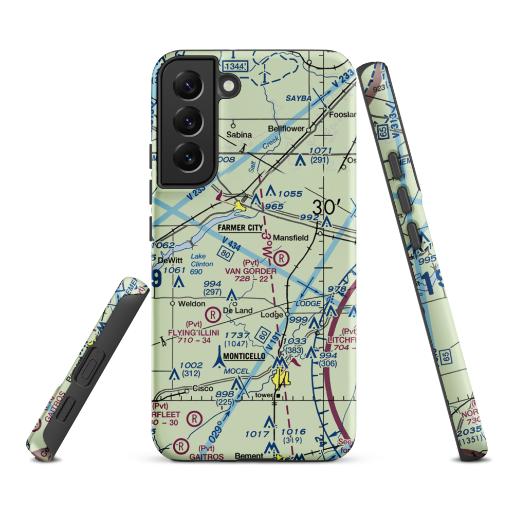 Niklaus RLA Restricted Landing Area (IS26) VFR Sectional Samsung Phone Case Samsung Galaxy S22 Plus model shown