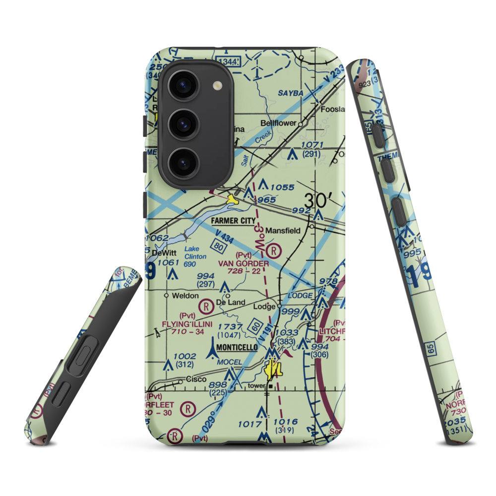 Niklaus RLA Restricted Landing Area (IS26) VFR Sectional Samsung Phone Case Samsung Galaxy S23 Plus model shown