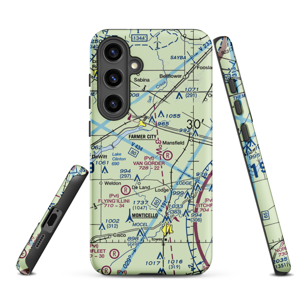Niklaus RLA Restricted Landing Area (IS26) VFR Sectional Samsung Phone Case Samsung Galaxy S24 Plus model shown