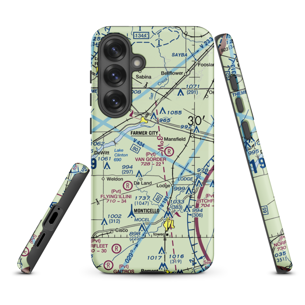 Niklaus RLA Restricted Landing Area (IS26) VFR Sectional Samsung Phone Case Samsung Galaxy S25 Plus model shown