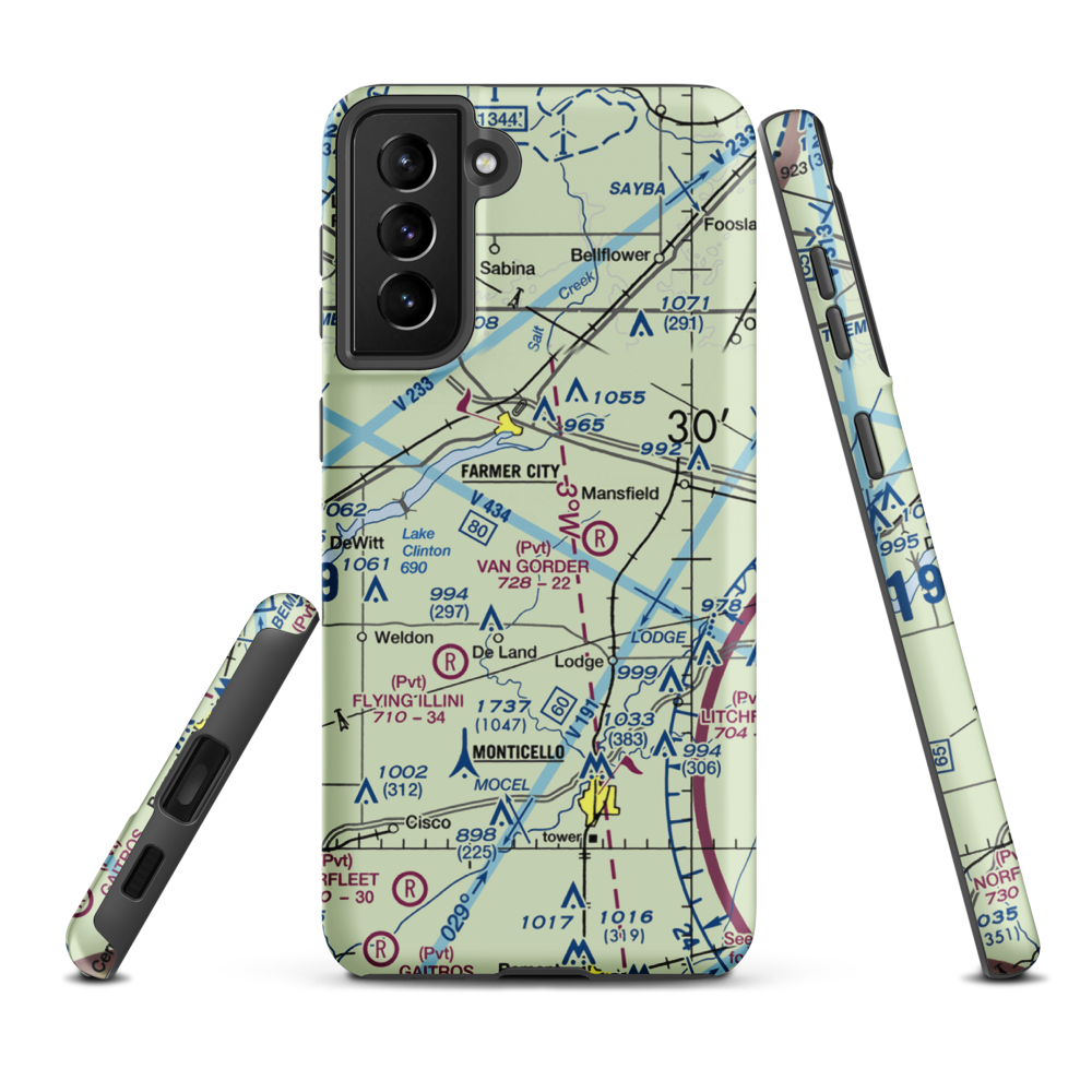 Niklaus RLA Restricted Landing Area (IS26) VFR Sectional Samsung Phone Case Samsung Galaxy S21 Plus model shown