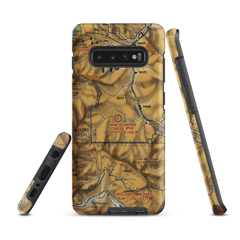 Nine Quarter Circle Ranch Airport (1MT0) VFR Sectional Samsung Phone Case Samsung Galaxy S10 Plus model shown