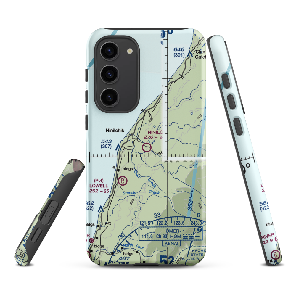 Ninilchik Airport (NIN) VFR Sectional Samsung Phone Case Samsung Galaxy S23 Plus model shown