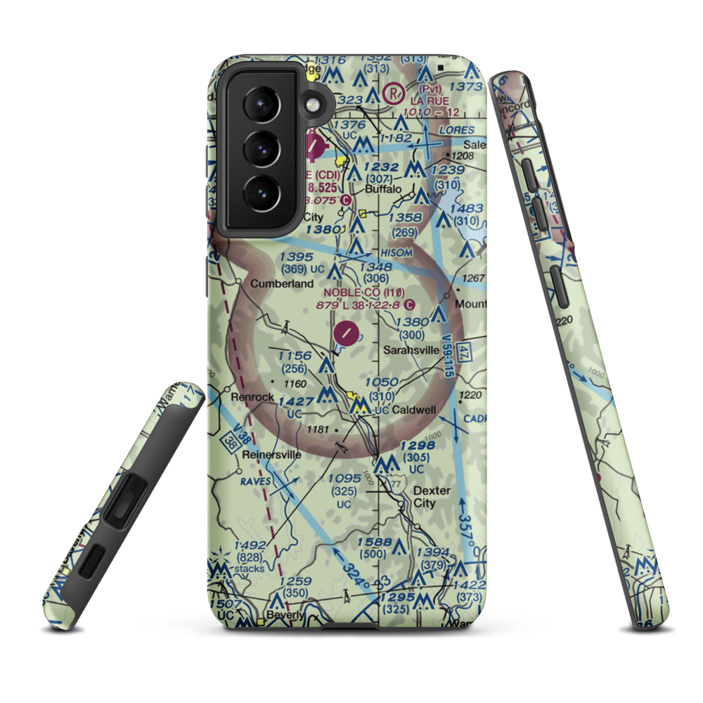 Noble County Airport (I10) VFR Sectional Samsung Phone Case Samsung Galaxy S21 FE model shown