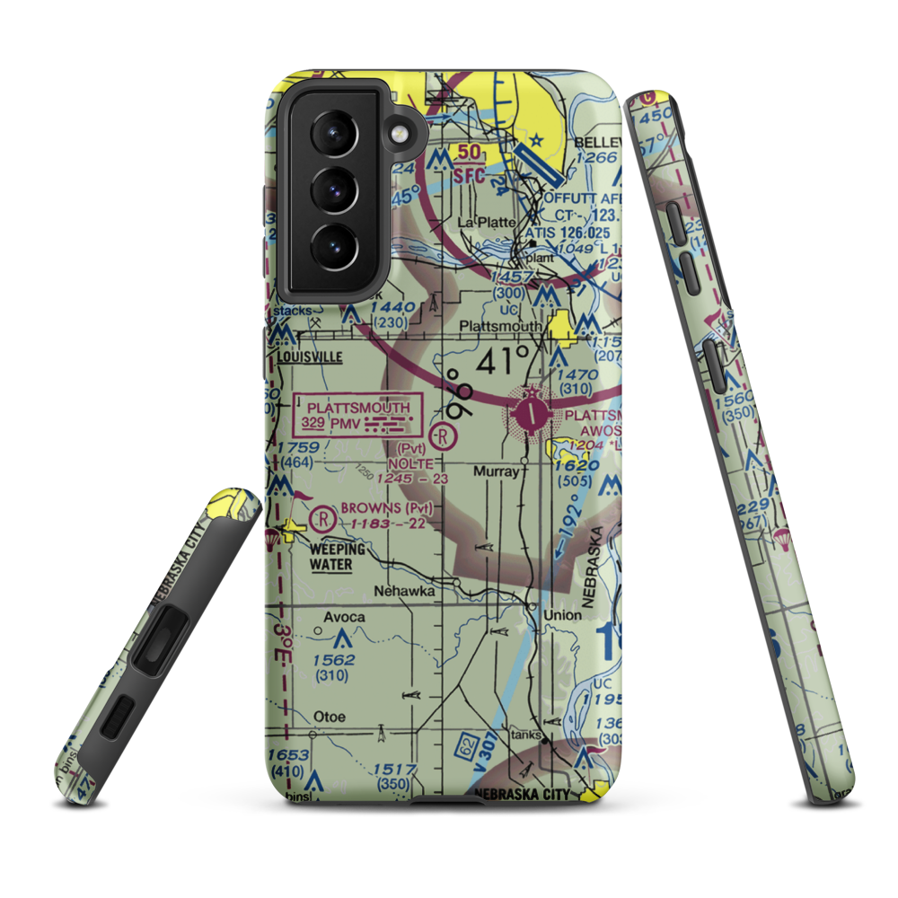 Nolte Farms Airport (NE82) VFR Sectional Samsung Phone Case Samsung Galaxy S21 FE model shown