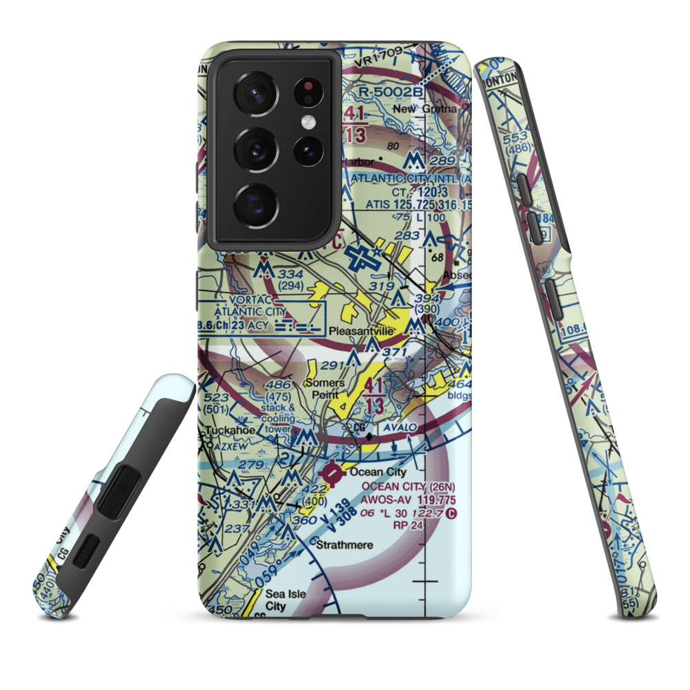 Nordheim Flying K Airpark (NJ58) VFR Sectional Samsung Phone Case Samsung Galaxy S21 Plus model shown
