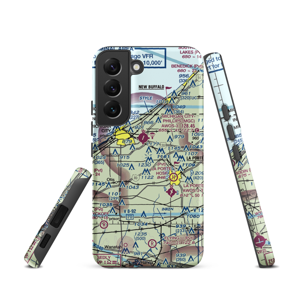 Norm's Airport (29II) VFR Sectional Samsung Phone Case Samsung Galaxy S22 model shown
