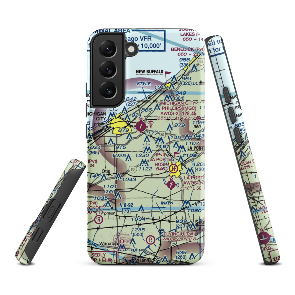 Norm's Airport (29II) VFR Sectional Samsung Phone Case Samsung Galaxy S22 Plus model shown