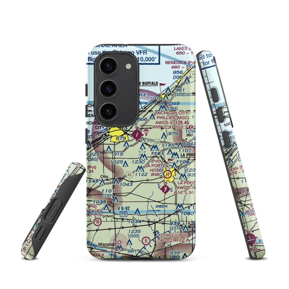 Norm's Airport (29II) VFR Sectional Samsung Phone Case Samsung Galaxy S23 model shown