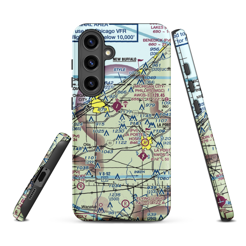 Norm's Airport (29II) VFR Sectional Samsung Phone Case Samsung Galaxy S24 Plus model shown