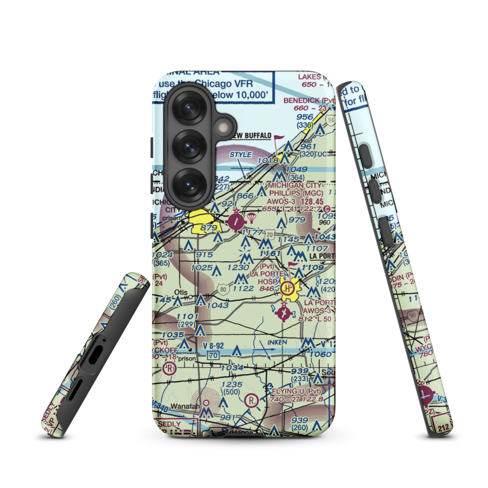 Norm's Airport (29II) VFR Sectional Samsung Phone Case Samsung Galaxy S25 model shown