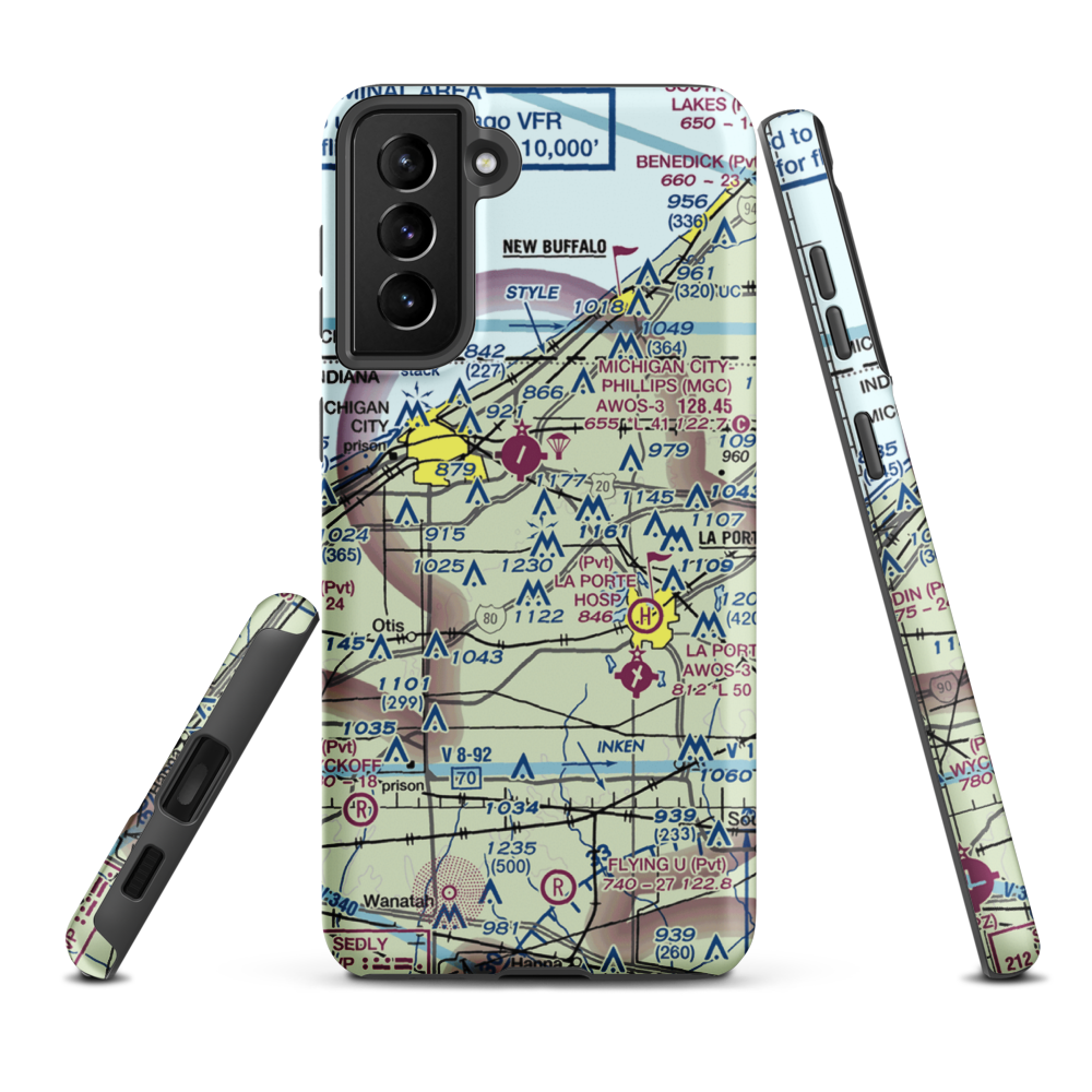 Norm's Airport (29II) VFR Sectional Samsung Phone Case Samsung Galaxy S21 Plus model shown