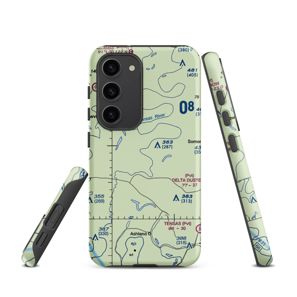 Norris Airstrip (9LA2) VFR Sectional Samsung Phone Case Samsung Galaxy S23 model shown