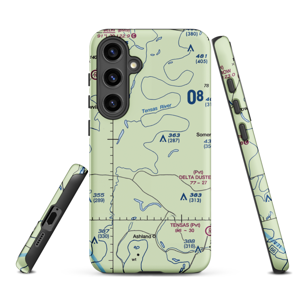 Norris Airstrip (9LA2) VFR Sectional Samsung Phone Case Samsung Galaxy S24 Plus model shown