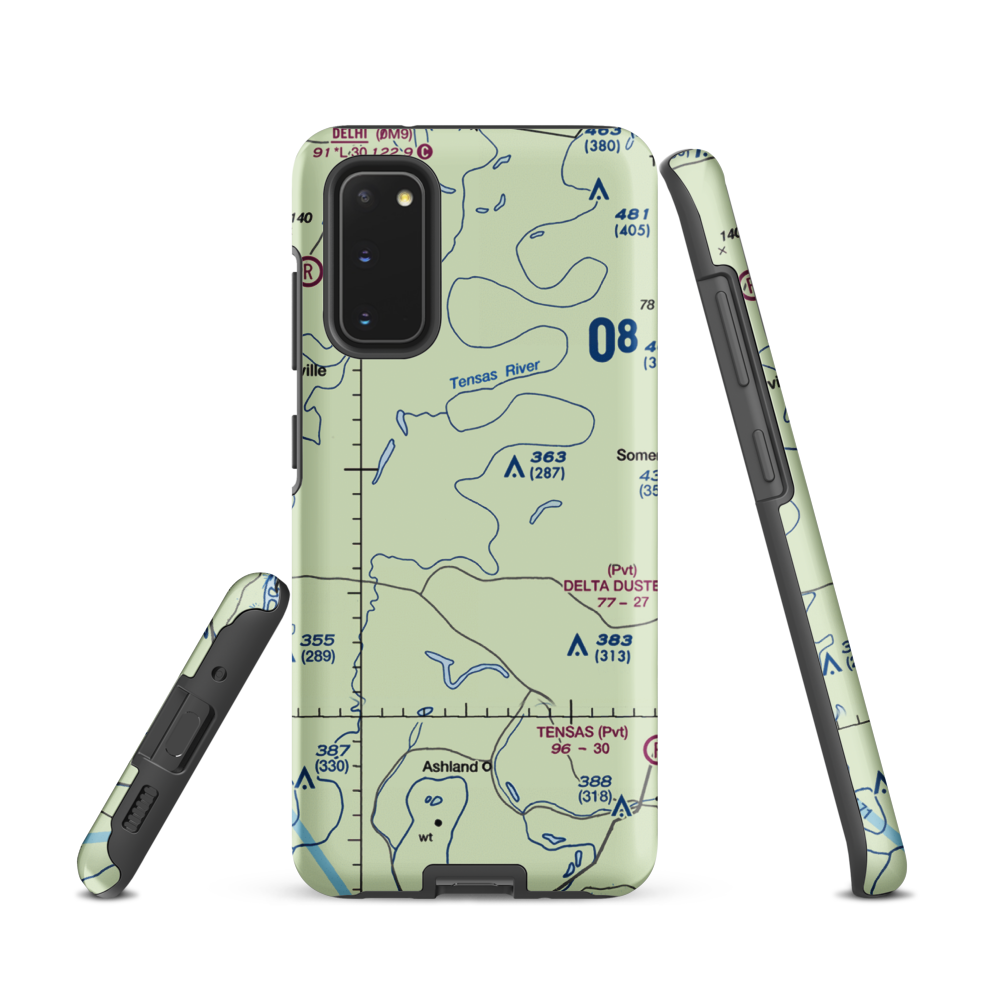 Norris Airstrip (9LA2) VFR Sectional Samsung Phone Case Samsung Galaxy S20 model shown