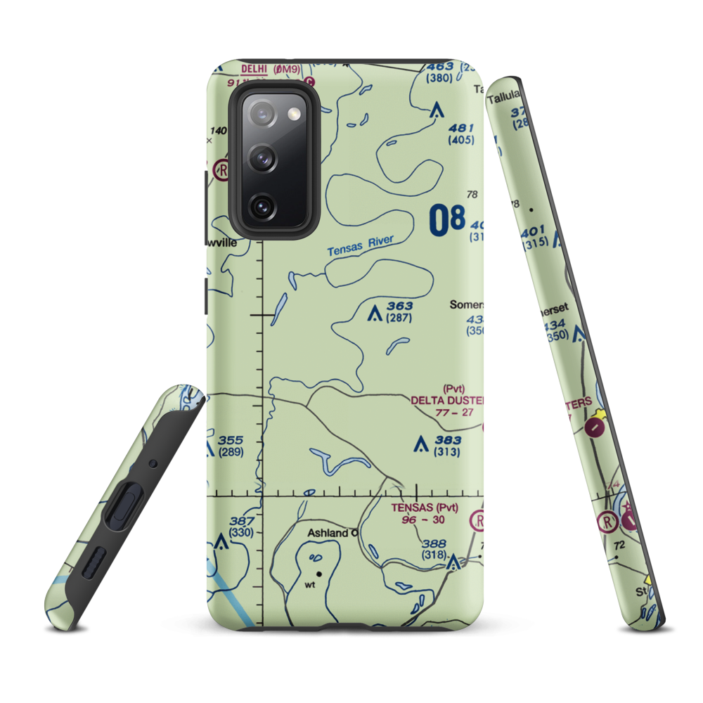 Norris Airstrip (9LA2) VFR Sectional Samsung Phone Case Samsung Galaxy S20 FE model shown