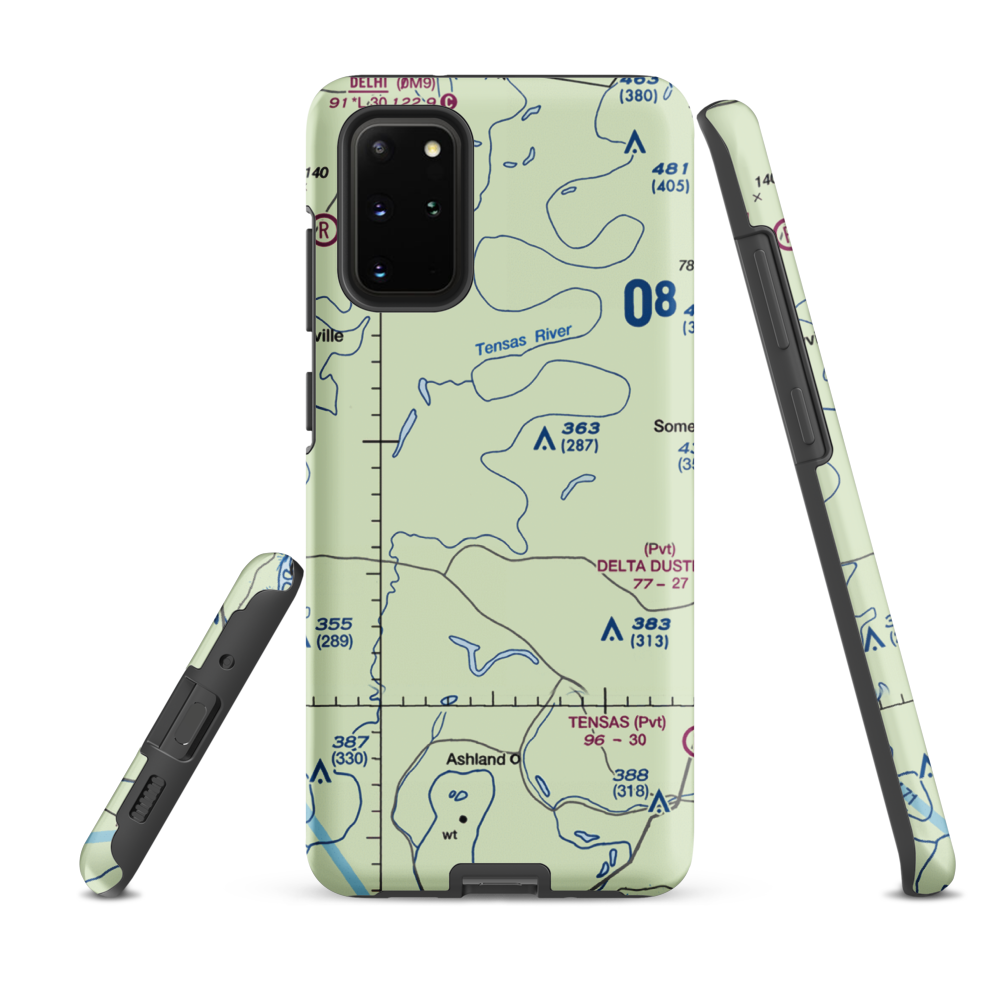 Norris Airstrip (9LA2) VFR Sectional Samsung Phone Case Samsung Galaxy S20 Plus model shown