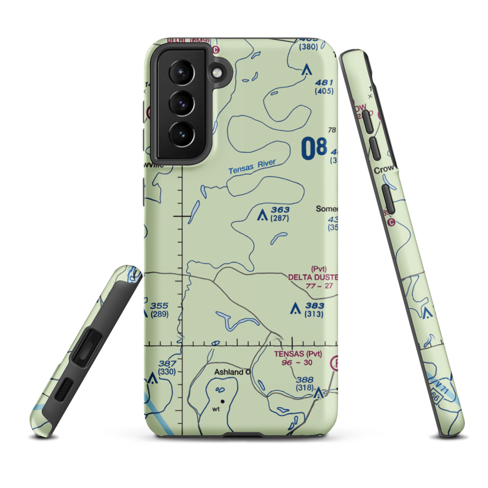 Norris Airstrip (9LA2) VFR Sectional Samsung Phone Case Samsung Galaxy S21 Plus model shown