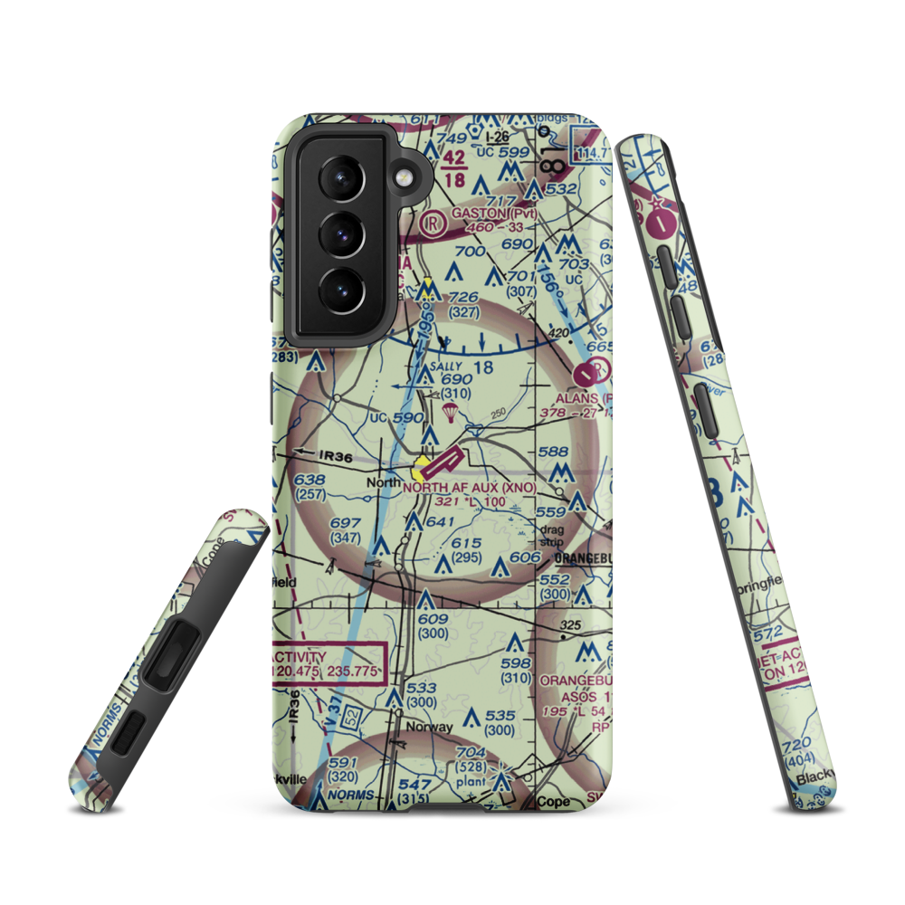 North Air Force Auxillary Airfield (XNO) VFR Sectional Samsung Phone Case Samsung Galaxy S21 model shown