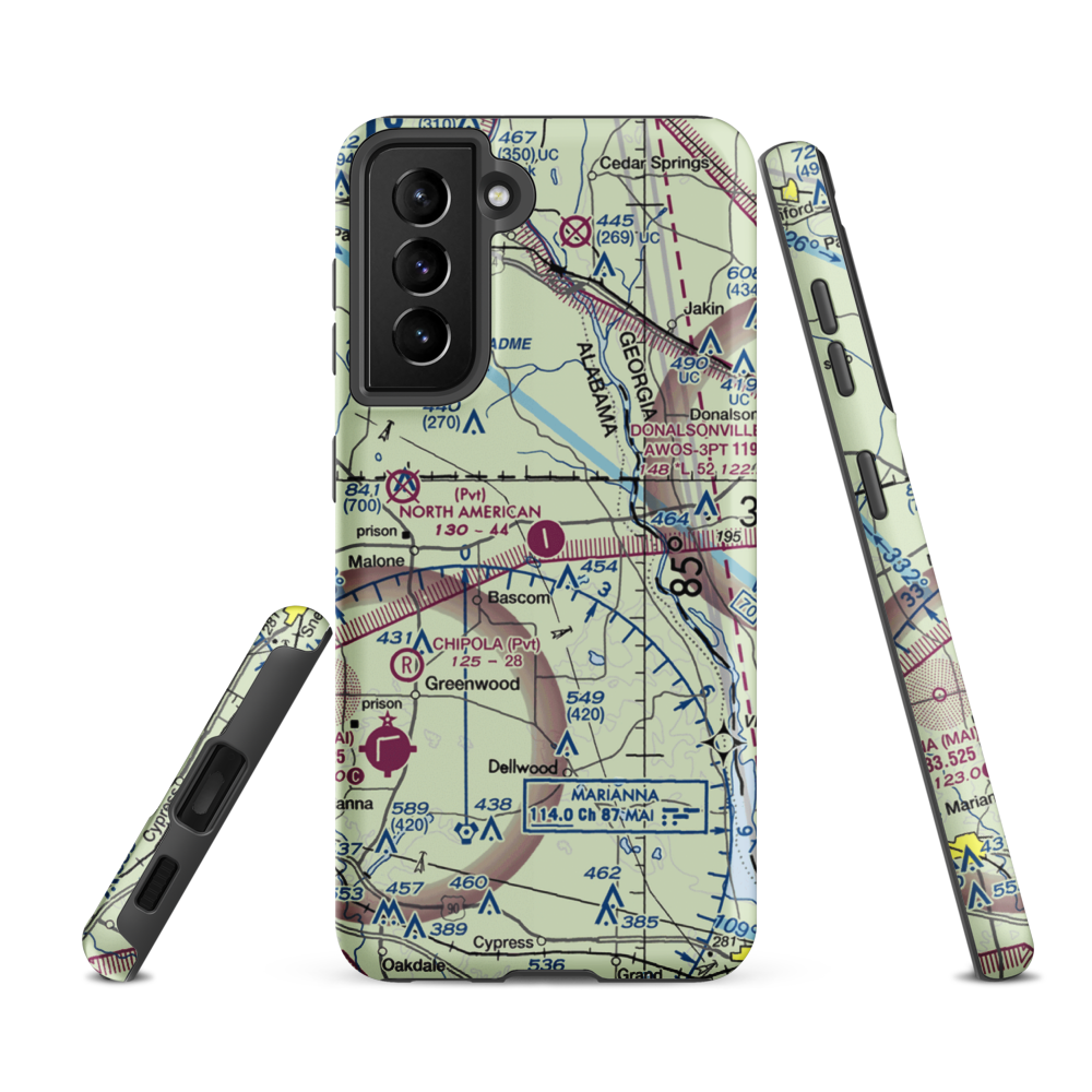 North American Farms Airport (56FD) VFR Sectional Samsung Phone Case Samsung Galaxy S21 FE model shown